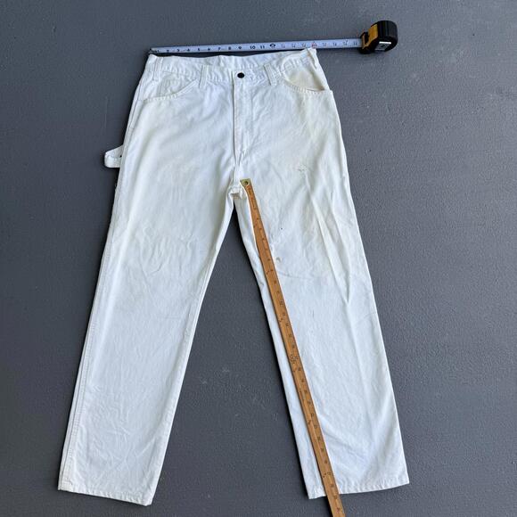 Vintage white painter dickie workwear carpenter pants 34x30 - Picture 7 of 8